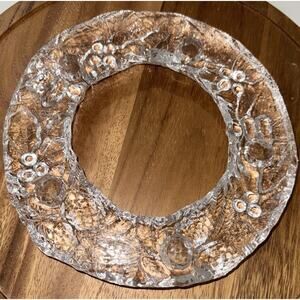 Christmas Vetreria Etrusca Glass Taper Candle Holder Heavy Wreath Centerpiece